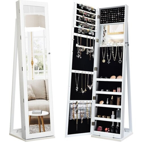 Tweedekans Coast Sieradenkast met Spiegel - MDF - 37 x 38 x 157 cm - Wit Tweedehands