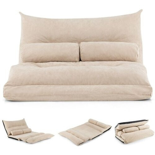 Tweedekans Coast Slaapbank inklapbaar - Met 2 Kussens - 180 x 110 x 18 cm - Beige Tweedehands