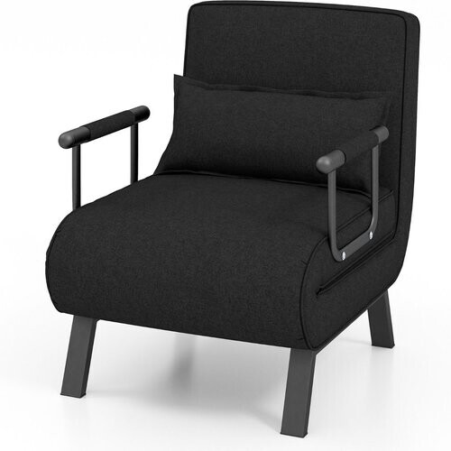 Tweedekans Coast - Slaapstoel Slaapbank - 4-in-1, 5-standen Verstelbaar, Max. 150 kg - L 184 cm - Linnen/Metaal - Zwart