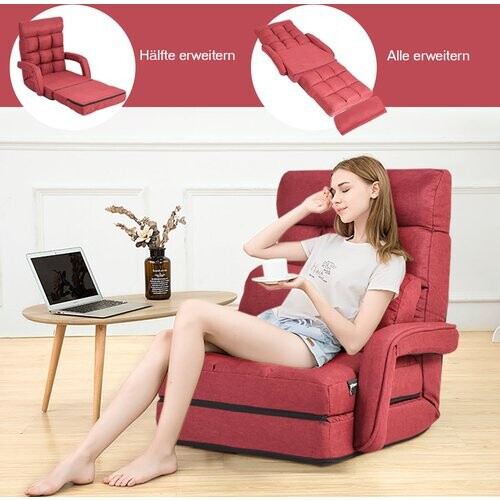 Tweedekans Coast Sofa Bed Lazy Folding Sofa Sleep Fauteuil voor thuis en kantoor Rood Tweedehands