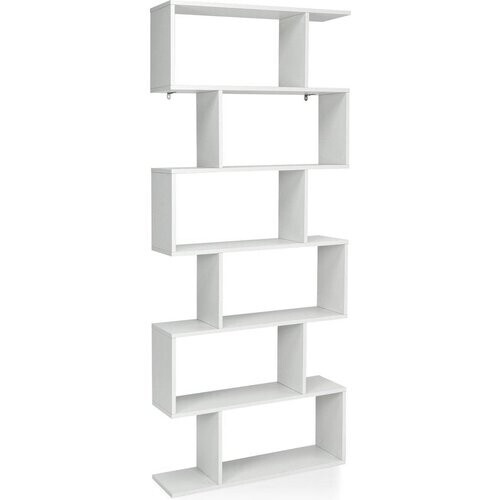 Tweedekans Coast Standregal 6 Niveau S-Vormige BOEKAST BOOKKAST opslag plank houten kleur keuze-blank Tweedehands