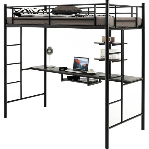 Tweedekans Coast Stapelbed - 2 Ladders - Metaal - Geïntegreerd Bureau - 200 x 95 x 180.5 cm - Zwart Tweedehands