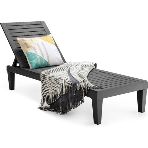 Tweedekans Coast Terrace Lounger buitenluchtstoel met verstelbare rugleuning 190 x 57,5 ??x 29 cm zwart Tweedehands