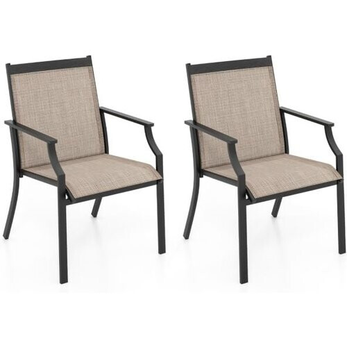 Tweedekans Coast Terrasstoelen 2 Delig - Met Ademende Zitting En Armleuningen - Bruin Tweedehands