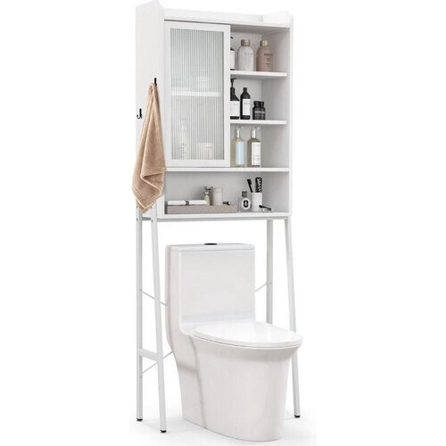 Tweedekans Coast Toiletkast - Glazen Schuifdeur - Verstelbare Planken - 63 x 29 x 170 cm - Wit Tweedehands