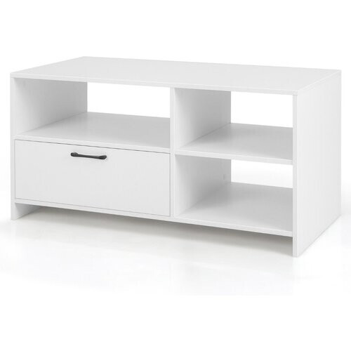 Tweedekans Coast TV-Kast Lowboard 104,5 x 51,5 x 52 cm Wit met Lade en Open Vakken voor Televisies tot 50 Inch