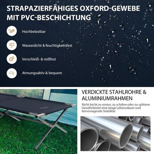 Tweedekans Coast Veldbed - Opvouwbaar - inclusief Draagtas - tot 150 kg Belastbaar - 214,5 x 42 x 49,5 cm - Blauw