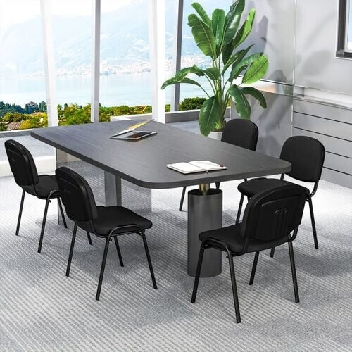 Tweedekans Coast Vergaderstoelen Set - Stapelbaar - Ergonomisch - Linnen - Metaal - 5-Delig - Zwart Tweedehands