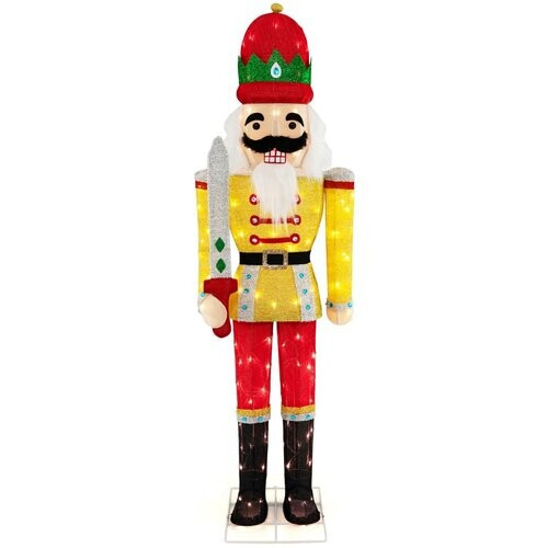 Tweedekans Coast Verlichte Notenkraker Soldaat 166 cm – Levensgroot Kerstfiguur met LED Verlichting – Geel/Rood – 31 x 50 x 166 cm Tweedehands