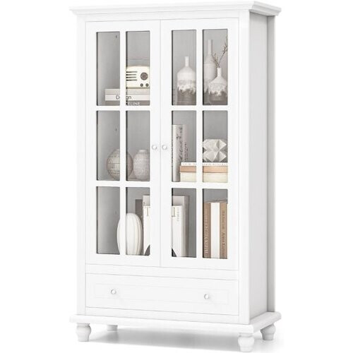Tweedekans Coast Vitrinekast - 2 Deuren - 80x40x139 cm - Wit Tweedehands
