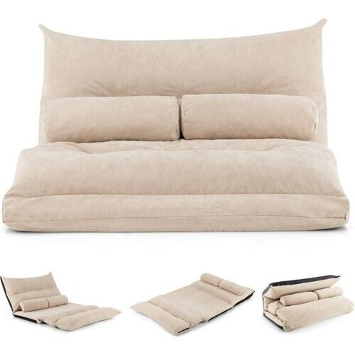 Tweedekans Coast vloerbank inklapbaar - Met 2 Kussens - 180 x 110 x 18 cm - Beige Tweedehands