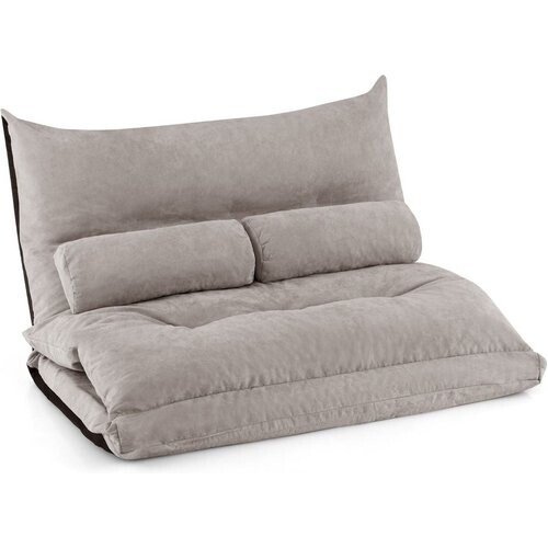 Tweedekans Coast vloerbank - slaapbank - inklapbaar - verstelbare rugleuning - 2 kussens - plat: 180 x 110 x 18cm - grijs
