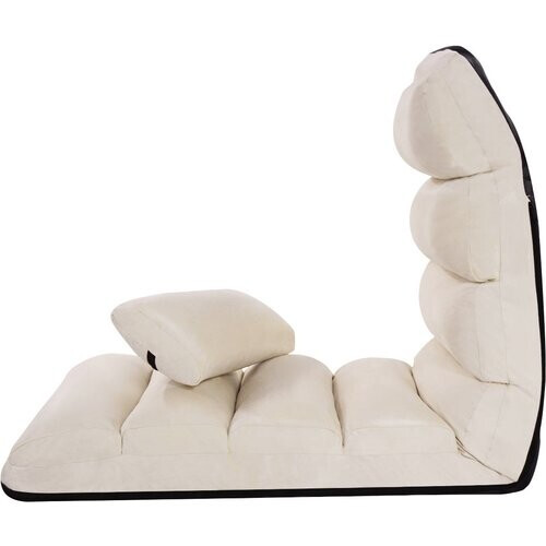 Tweedekans Coast vloerstoel 5-weg verstelbare suede kussenstoel 175 x 55 x 20 cm beige