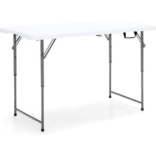 Tweedekans Coast Opvouwbare Picknicktafel 122x61 cm – Draagbare Eettafel met 3 Verstelbare Hoogtes – Wit Tweedehands