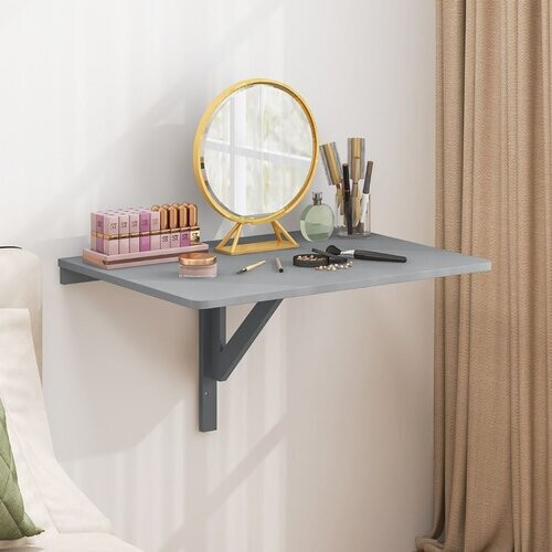 Tweedekans Coast Wandklaptafel - inklapbaar bureau - ruimtebesparend ontwerp - grijs 80 x 60 x 45 cm Tweedehands