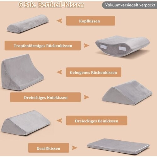 Tweedekans Coast Wedge Cushion Set 6-delige wig kussenset met nek- en beenpijnreliëf grijs Tweedehands