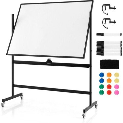 Tweedekans Coast Whiteboard – Dubbelzijdig & In Hoogte Verstelbaar – Incl. Accessoires – 126 x 53,5 x 160-180 cm – Wit Tweedehands