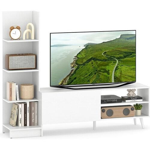 Tweedekans coast Woonwand TV-meubel - Wit - 140 x 31 x 115,5 cm - TV tot 50 inch - Boekenplank & Verstelbare Plank Tweedehands