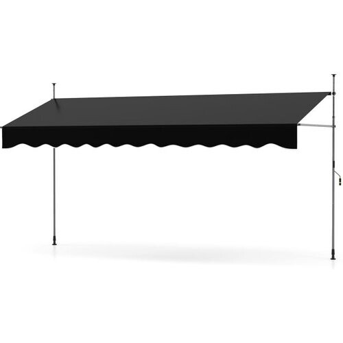 Tweedekans Coast Zonnescherm Zonder Boren – 400 x 120 x 210-300 cm – Zwart – Handmatig Uitschuifbaar & Hoogteverstelbaar Tweedehands