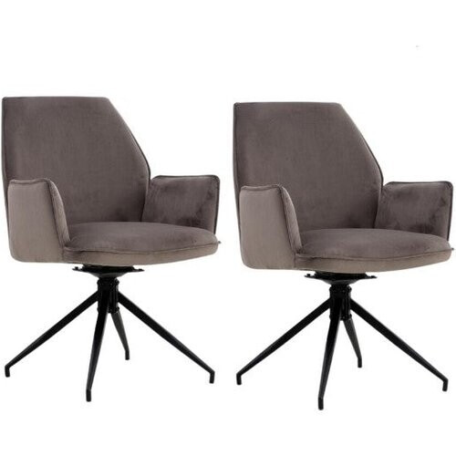 Tweedekans Collectables Set van 2 Eetkamerstoelen - Draaibaar - 57 x 63 x 90 cm - Velvet Antraciet Tweedehands