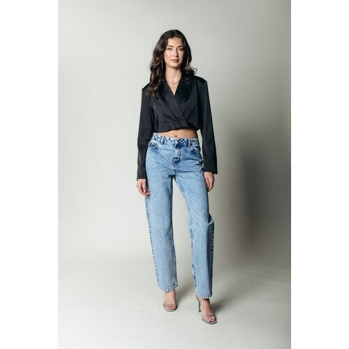 Tweedekans Colourful Rebel Jones Rhinestone Mid Rise Straight Leg Denim Broek - Maat S - Stijlvolle Straight Fit Met Strass Steentjes Tweedehands