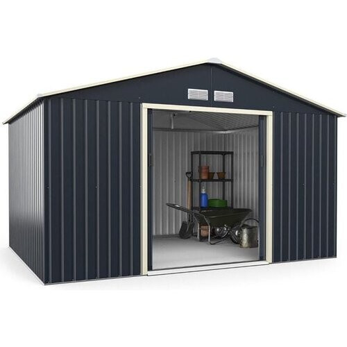 Tweedekans Costway Gereedschapsschuur – 10,85 m² – 340 x 255 x 210 cm – metaal - Grijs Tweedehands