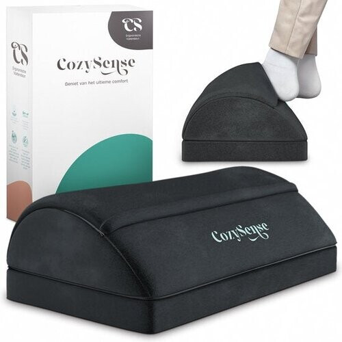 Tweedekans CozySense® Voetensteun Bureau - Ergonomisch Voetenbankje met 2 Hoogtes - Anti-Slip & Wasbare Sherpa Hoes - Voetenkussen voor Thuis & Kantoor - Zwart Tweedehands