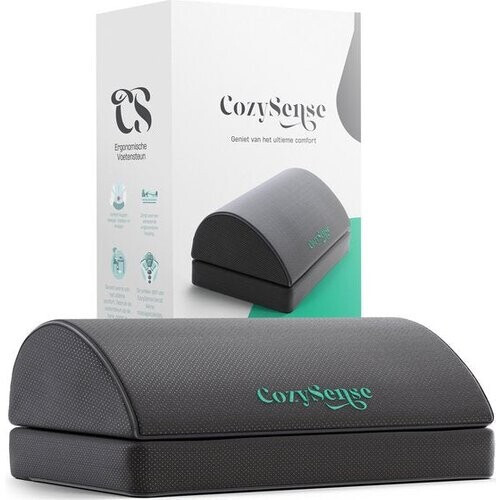 Tweedekans CozySense® Voetensteun Bureau - Ergonomische Voetenbankje - Geschikt voor Thuis of Kantoor - Voetenkussen - 2 Verstelbare Hoogtes - Anti-Slip - Hoes met Massage-functie - Wasbaar - Zwart Tweedehands