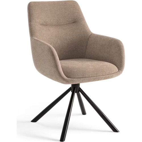 Tweedekans Criks Design Eetkamerstoel Olivia Bruin – 53x66x87 cm – Draaibare Armstoel met Comfortabele Stoffen Zitting Tweedehands