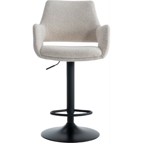 Tweedekans Criks Design Monza Barkruk - Verstelbaar 93-115 cm - 360° Draaibaar - Met Voetensteun - Beige Tweedehands