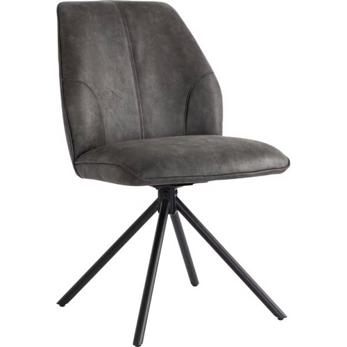Tweedekans Criks Design – Nova Draaibare Eetkamerstoel 2 Stuks – 54 x 64 x 87 cm – Voorzien Van 180° Draaibaar Frame En Automatische Terugkeerfunctie En Multiplex Zitting – Voor Eetkamer En Kantoor – Anthracite Eco-Rundleder En Metaal