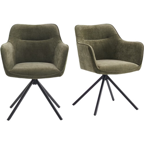 Tweedekans Criks Design Preston draaibare eetkamerstoel 2 stuks – green – 80,5 x 58 x 59 cm Tweedehands