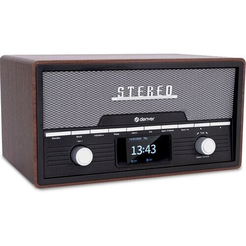 Tweedekans Denver DAB Radio CD Speler - Retro Radio - Bluetooth - DAB+/ FM - CD - MDA525 - Darkwood Tweedehands