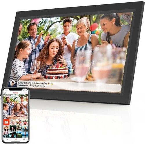 Tweedekans Denver - Digitaal Fotoframe XL - 15,6-inch - Full HD - Frameo App - WiFi - 16GB - IPS aanraakscherm - Zwart Tweedehands