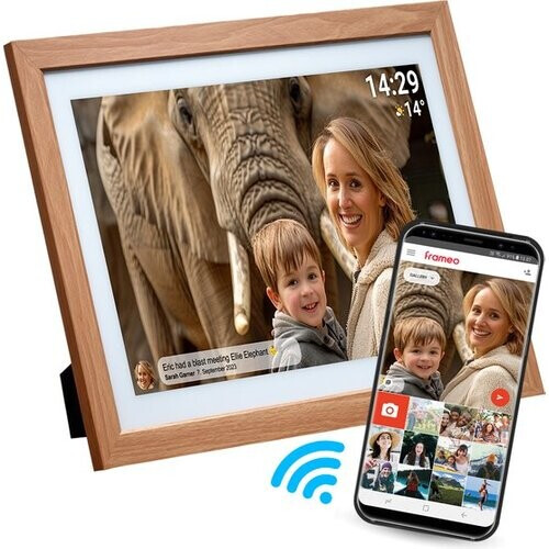 Tweedekans Denver Digitale Fotolijst 21.5 inch - XXL - Hout - Full HD - Frameo App - Fotokader - WiFi - 32GB - IPS Touchscreen - PFF2162LW Tweedehands