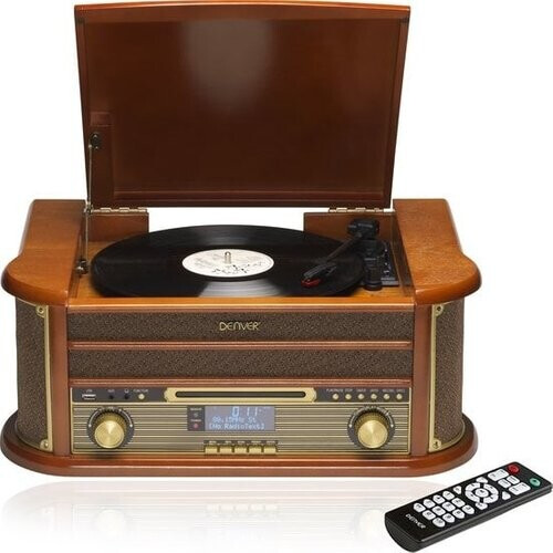 Tweedekans Denver Retro Platenspeler - Ingebouwde Speakers en Versterker - DAB Radio - Radio CD Speler - MRD51 - Hout Tweedehands