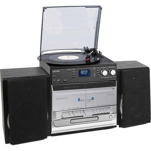 Tweedekans Denver Retro Platenspeler met Speakers - DAB Radio CD Speler - Dubbele Cassette - FM Radio - Hout - MRD166