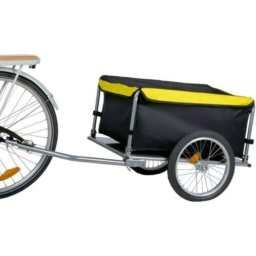 Tweedekans Dunlop Fietskar - Fiets Aanhanger - Fietsaanhanger voor Spullen - Fietskar bagage Opvouwbaar - Fietskar met Reflectoren en Verstelbare Regenhoes - Geel