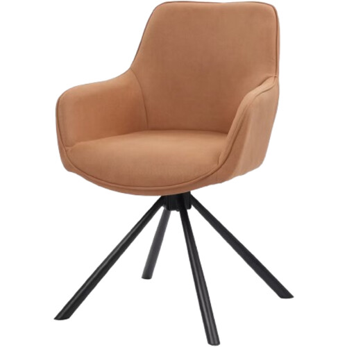 Tweedekans Dutchbone Oliver draaibare eetkamerstoel 2-delig – cognac – 57×60×86 cm Tweedehands