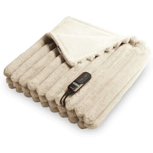 Tweedekans Duux Yentl Gestreept Elektrisch Warmtedeken 200x200 cm – 9 standen – Beige Tweedehands