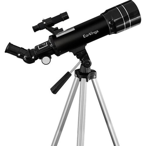Tweedekans Earkings Telescoop Sterrenkijker 70/400 mm voor Kinderen, Beginners en Gevorderden - Inclusief Statief, Opbergtas, Twee Lenzen 25mm & 10mm en Barlow Lens, Telefoon Houder voor Foto’s - f/5.7 Magnificatie zwart Tweedehands