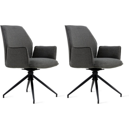 Tweedekans Eetkamerstoel Jill Linnen Antraciet Set van 2 stuks Tweedehands