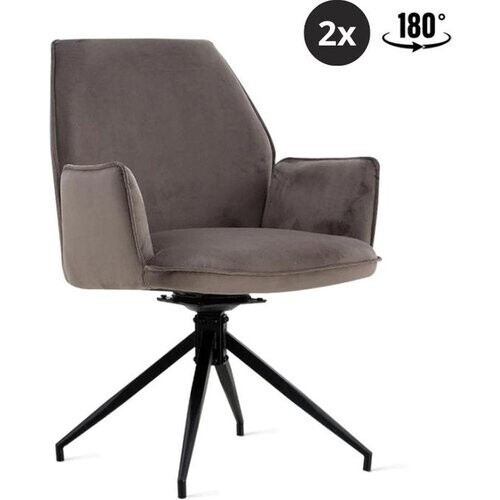 Tweedekans Eetkamerstoel Jill Velvet Antraciet | Set van 2 Tweedehands