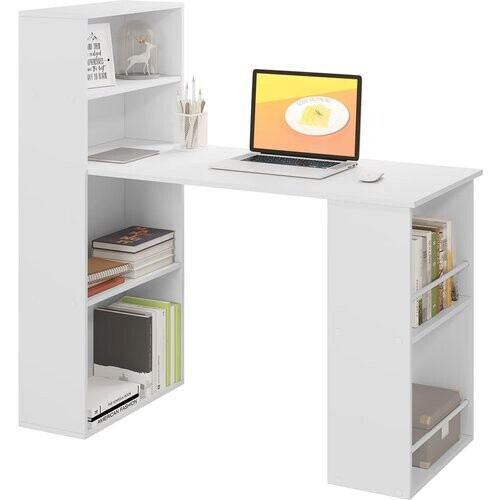 Tweedekans Esituro Bureau - 120x55x120cm - Met Opbergruimte & Boekenkast - Wit Tweedehands