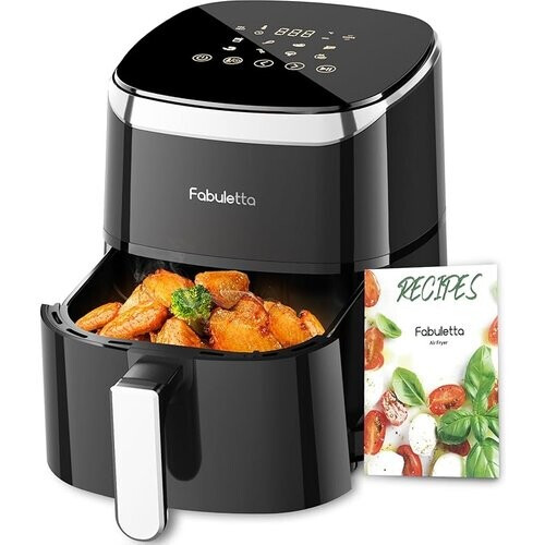 Tweedekans Fabuletta heteluchtfriteuse, 4 liter, 9-in-1 heteluchtfriteuse, max 230°C, heteluchtfriteuse, digitaal LED-touchscreen, AirFryer, snelle lucht- en vetverwijderingstechnologie, voorverwarming, Tweedehands