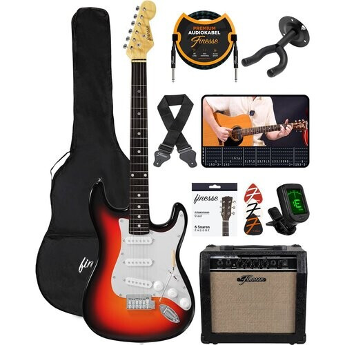 Tweedekans Finesse Elektrische Gitaar met Hoes – Sunburst – Full-size 4/4 Tweedehands