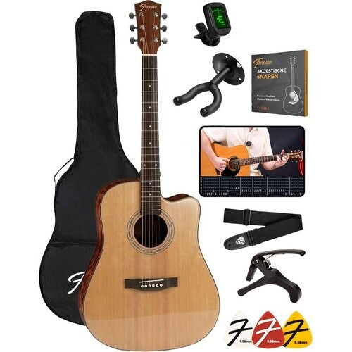 Tweedekans Finesse Premium Akoestische Gitaar - 4/4 41" - Massief Sparrenhout - Western Gitaar - Gitaar Kind & Volwassenen - Naturel Tweedehands
