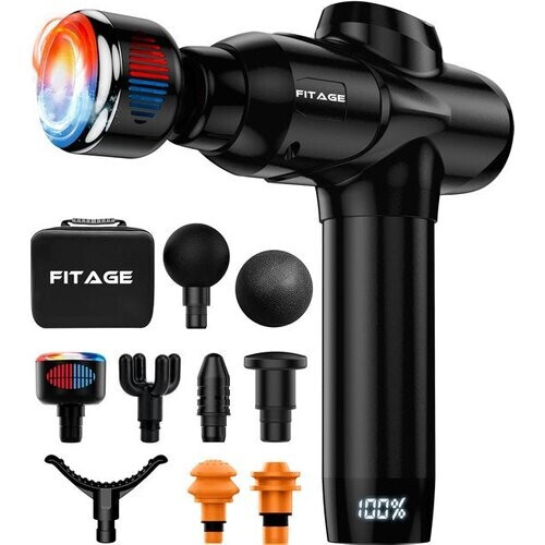 Tweedekans FITAGE - Massage Gun Warm & Koud - 8 Opzetstukken - 20 standen - Zwart Tweedehands
