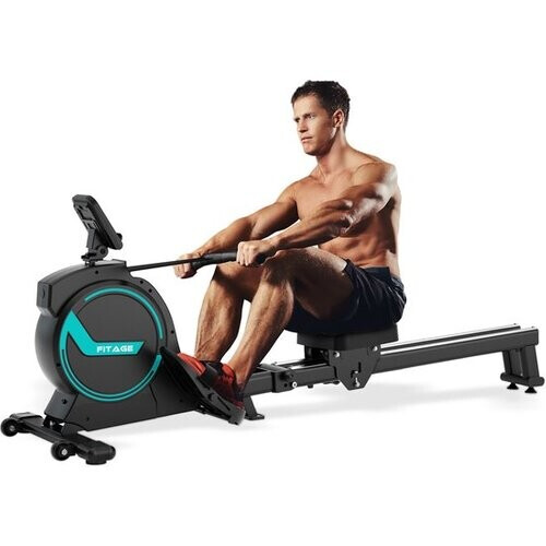 Tweedekans FITAGE Roeitrainer - Roeimachine 16 Weerstandniveaus - Roeiapparaat met Trainingsprogrammas en App - Roeitrainers - Inklapbaar Tweedehands