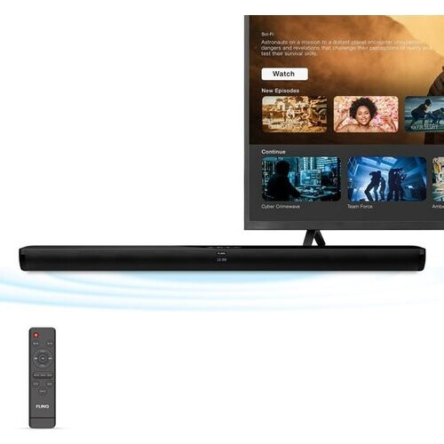 Tweedekans FlinQ Soundbar – Bluetooth 5.3 & Ingebouwde Subwoofer – 80W – 92 x 8,6 x 7,5 cm – Zwart Tweedehands